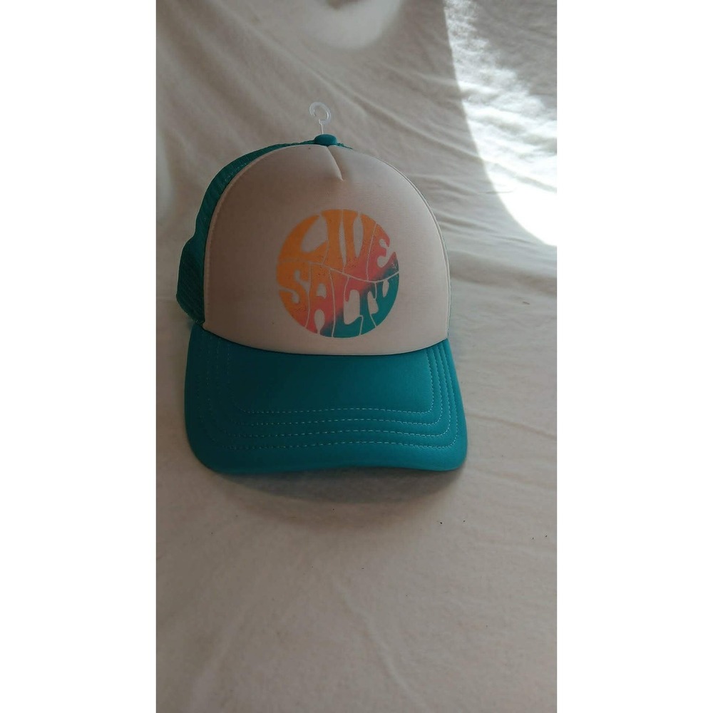 Salt Life Live Salty Trucker Hat White Turquoise Mesh Snapback Cap OSFM